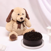 Chocolate Cake With Puppy Plushie