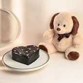 Chocolate Heart Cake With Plush Teddy
