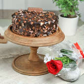 Chocolate Kit Kat Cake N Rose Combo
