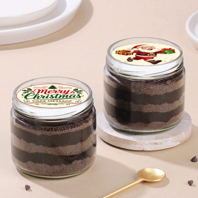 Chocolate Merry Christmas Jar Cake Duo