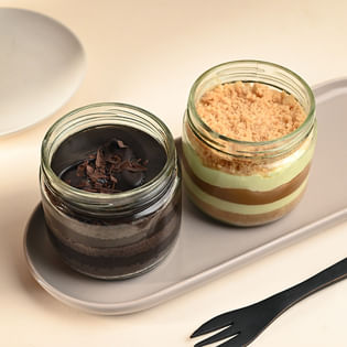 Chocolate N Butterscotch Jar Cake Duo