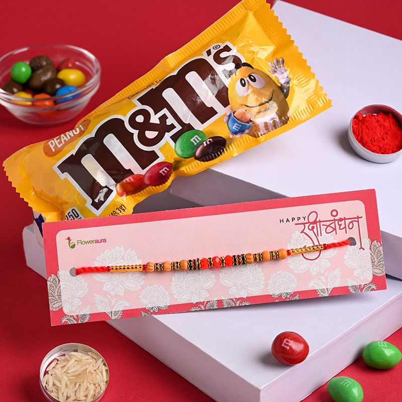Chocolate N Colourful Beaded Rakhi - Rakhis to USA