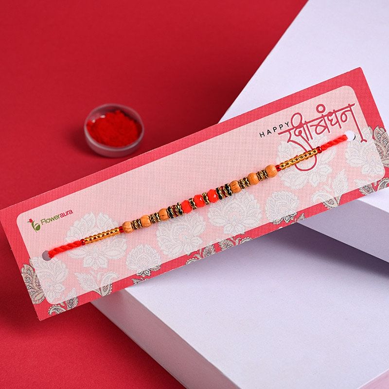 Chocolate N Colourful Beaded Rakhi - Rakhis to USA