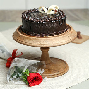 Chocolate Truffle cake N rose Combo