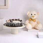 Chocolate Vanilla Cake With Teddy Bear