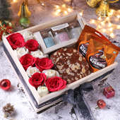 Chocolates Roses N Plum Cake Christmas Basket