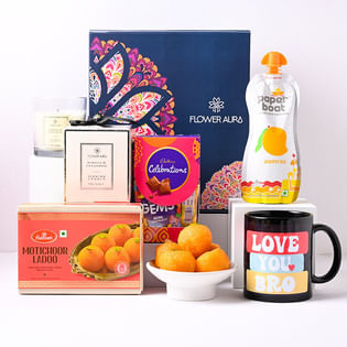 Chocolates With Motichoor Ladoo Candles N Aamras Juice