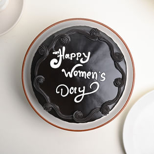 Top View - Eggless Chocolate Truffle Womens Day Cake