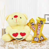 Cute teddy and two 5 star chocolates combo