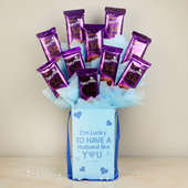 Chocolicious Bouquet For Husband - 10 Dairy Milk Silk Chocolates in Chocolate Box for Husband