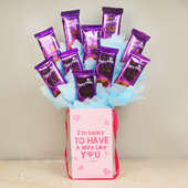 Chocolicious Bouquet For Wife - 10 Dairy Milk Silk Chocolates in Chocolate Box for Wife