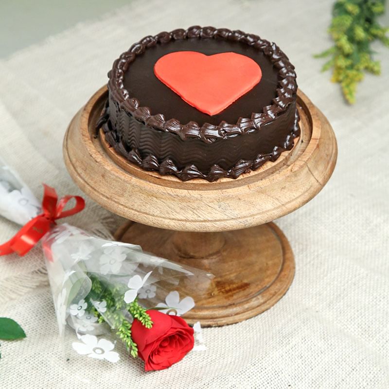 Chocolicious Cake N Rose Combo