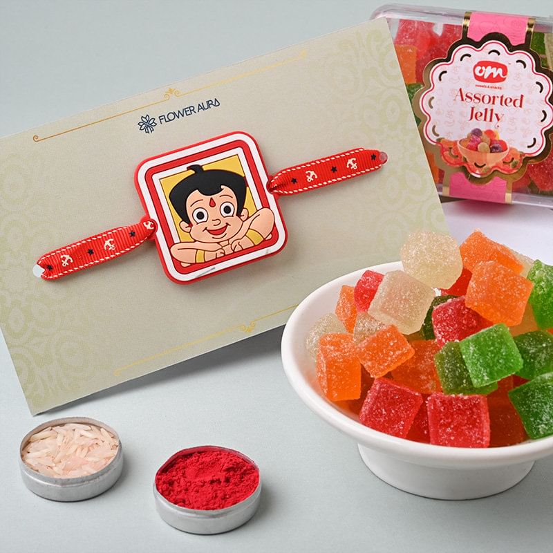 Chota Bheem Cartoon Rakhi with Sweets