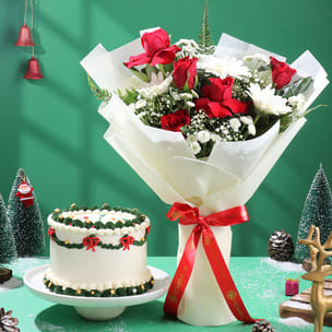 Christmas Garland Cake n Merry Bloom Combo