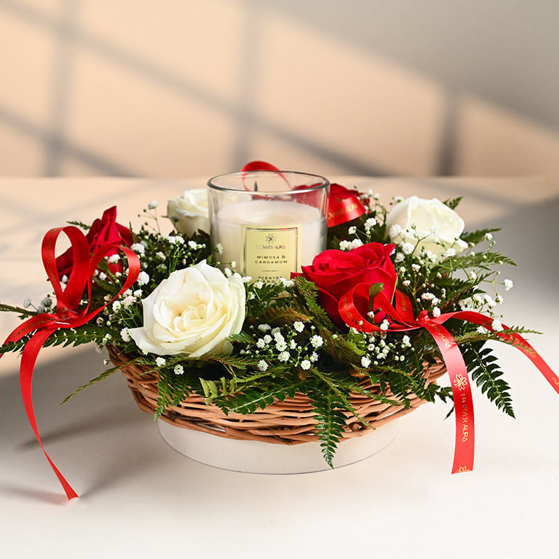 Christmas Glow Rose Basket