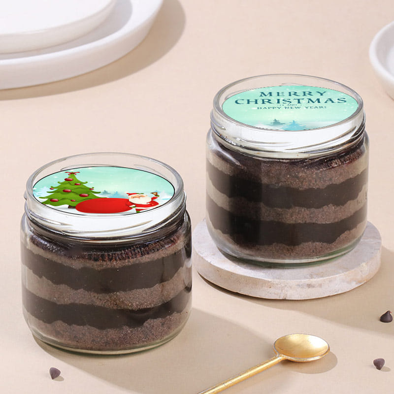 Christmas Greetings Chocolate Poster Jar Cake Duo