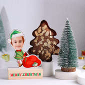 Christmas Kids Caricature With Tree N Plum Cake