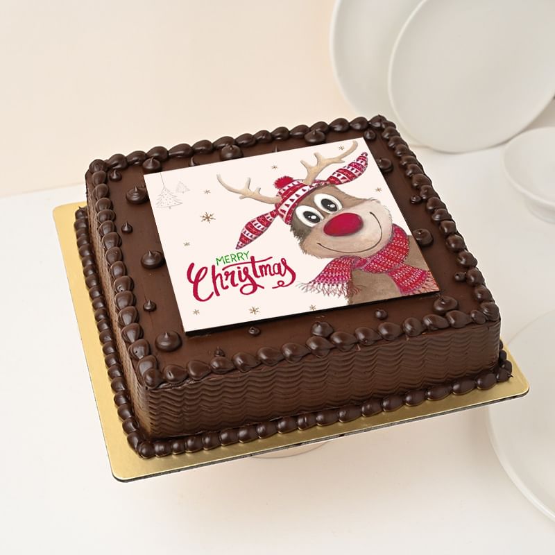 Reindeer Christmas Photo Cake Online