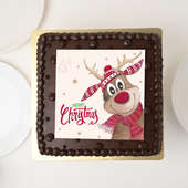 Reindeer Christmas Photo Cake - Front View