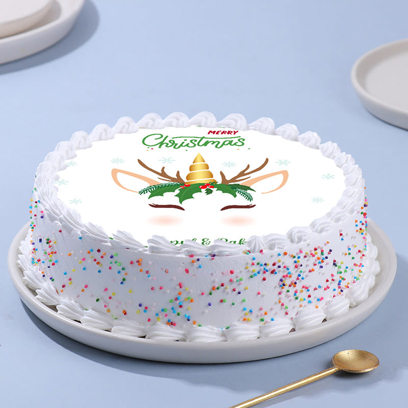 Christmas Reindeer Photo Cake