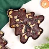 Top View of Tree Plum Cake For Christmas