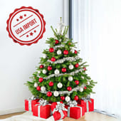 Christmas Tree With Red N Silver Decorations
