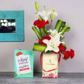 Flower Bunch with Christmas Greeting Card