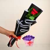 Classic Red Rose With Chocolates