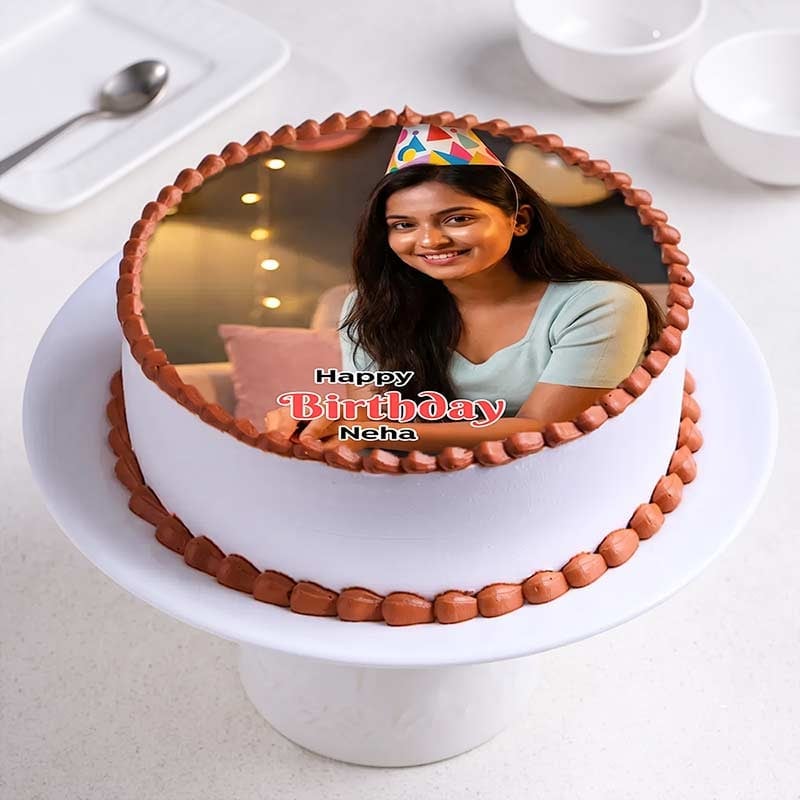 Classic Round Birthday Photo Cake