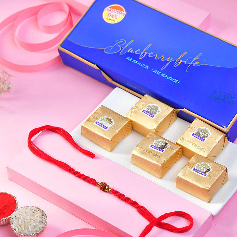Classic Rudraksha Rakhi With Blueberry Bites