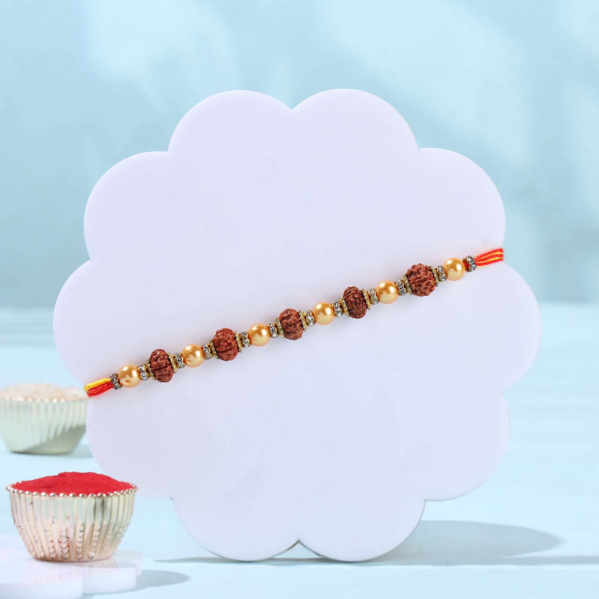 Classic Rudraksha Rakhi With Cranberry Chocolate