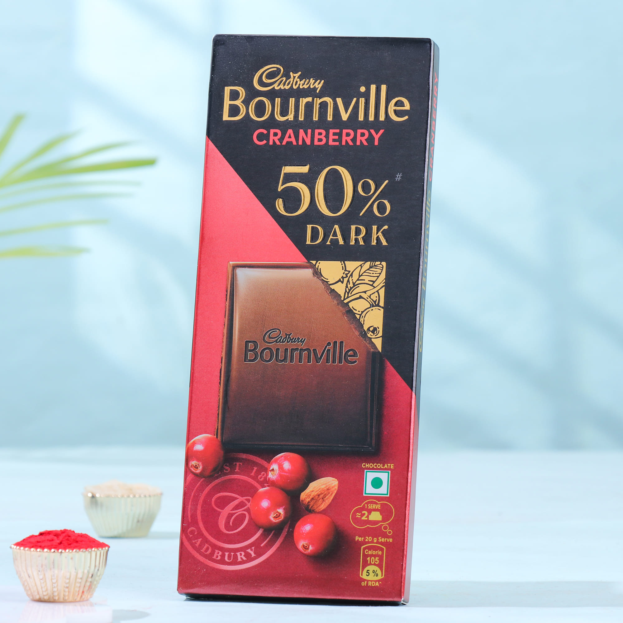 Classic Rudraksha Rakhi With Cranberry Chocolate