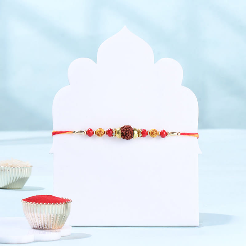 Classic Rudraksha Rakhi With Milk Chocolate