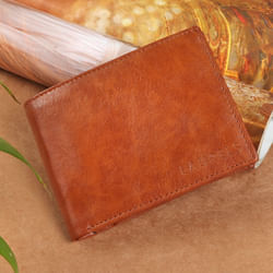 Classy tan leather wallet- Birthday Gift For Husband