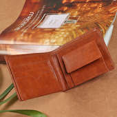 Classy tan leather wallet- Birthday Gift For Husband