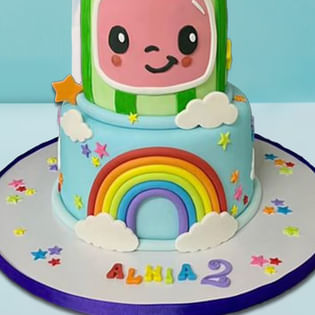 Close View of Cocomelon and Rainbow Double Delight