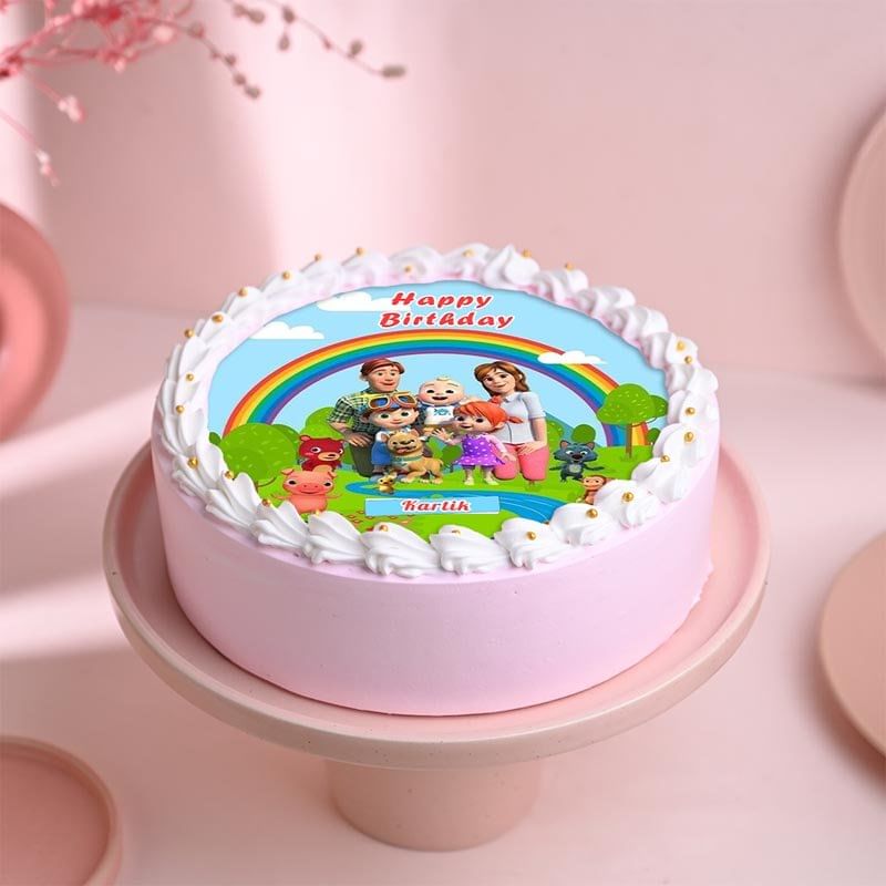 Cocomelon Birthday Round Customised Cake