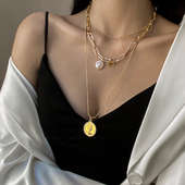 Coin Pearl Layer Neck Piece
