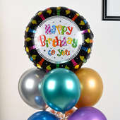 Closed View of Colorful Bday Balloon Bouquet