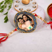 Colorful Round Customised Rakhi for brother - top full view