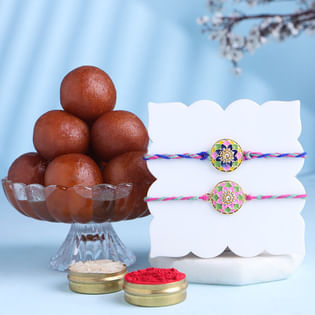 Colour Pop Designer Rakhi Duo With Gulab Jamun-Canada