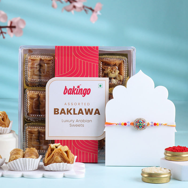 Colour Pop Rakhi With Baklawa