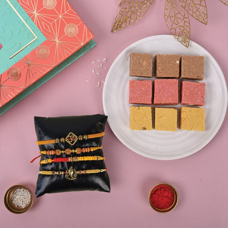 Colourful Barfis And Rakhi Combo