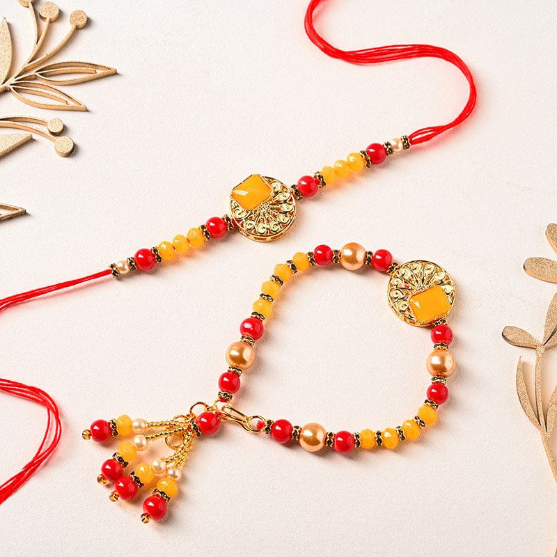 Colourful Beaded Bhaiya Bhabhi Rakhi