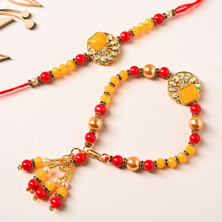 Colourful Beaded Bhaiya Bhabhi Rakhi