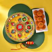 Colourful Bhai Dooj Tikka Thali With Kesar Peda
