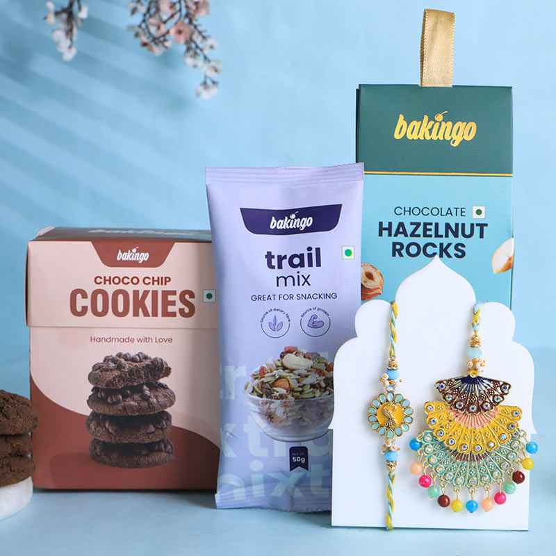 Colourful Designer Bhaiya Bhabhi Rakhis With Treats