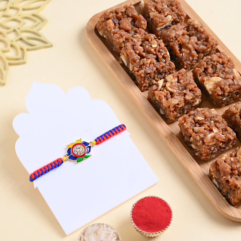 Colourful Designer Rakhi N Dhoda Burfi Combo
