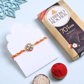 Colourful Floral Motif Rakhi N Chocolate Combo