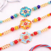 Colourful Floral Rakhi Set Of Three